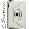 Housse Etui Anneau style Chrome pour Apple IPad 2, Ipad 3, Ipad 4 et Ipad Retina avec Rotation 360° Couleur Blanc