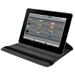 Housse Etui Anneau style Chrome pour Apple IPad 2, Ipad 3, Ipad 4 et Ipad Retina avec Rotation 360° Couleur Blanc