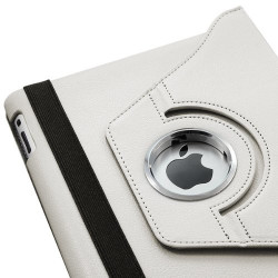 Housse Etui Anneau style Chrome pour Apple IPad 2, Ipad 3, Ipad 4 et Ipad Retina avec Rotation 360° Couleur Blanc