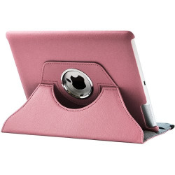 Housse Etui Anneau style Chrome pour Apple IPad 2, Ipad 3, Ipad 4 et Ipad Retina avec Rotation 360° Couleur Rose Pale