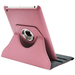 Housse Etui Anneau style Chrome pour Apple IPad 2, Ipad 3, Ipad 4 et Ipad Retina avec Rotation 360° Couleur Rose Pale