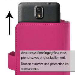 Etui Universel M porte-carte à rabat latéral Rose Fushia pour Logicom M Bot 54