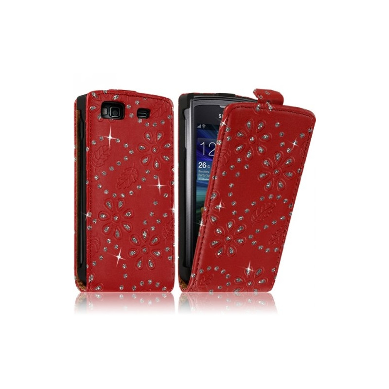 Housse Coque Etui Pour Samsung Wave 3 Style Diamant Couleur Rouge