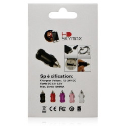 Chargeur voiture allume cigare USB avec câble data pour Nokia E5 couleur fuschia