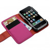 Housse coque étui portefeuille pour Apple Iphone 3G / 3GS motif fleur couleur rose fushia + film écran