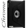 Housse Etui Anneau style Chrome pour Apple IPad 2, Ipad 3, Ipad 4 et Ipad Retina avec Rotation 360° Couleur Noir