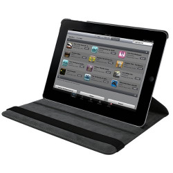 Housse Etui Anneau style Chrome pour Apple IPad 2, Ipad 3, Ipad 4 et Ipad Retina avec Rotation 360° Couleur Noir