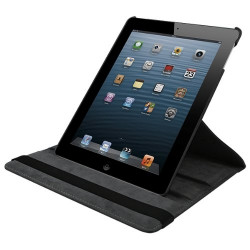 Housse Etui Anneau style Chrome pour Apple IPad 2, Ipad 3, Ipad 4 et Ipad Retina avec Rotation 360° Couleur Noir