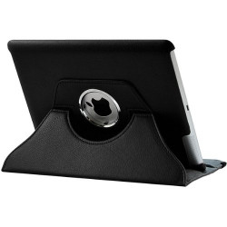 Housse Etui Anneau style Chrome pour Apple IPad 2, Ipad 3, Ipad 4 et Ipad Retina avec Rotation 360° Couleur Noir