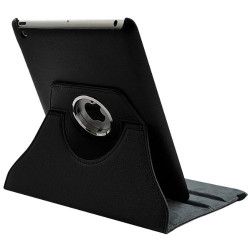 Housse Etui Anneau style Chrome pour Apple IPad 2, Ipad 3, Ipad 4 et Ipad Retina avec Rotation 360° Couleur Noir