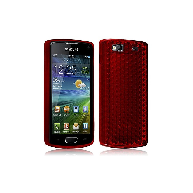 Housse Etui Coque Gel Translucide Diamant pour Samsung Wave 3 Rouge