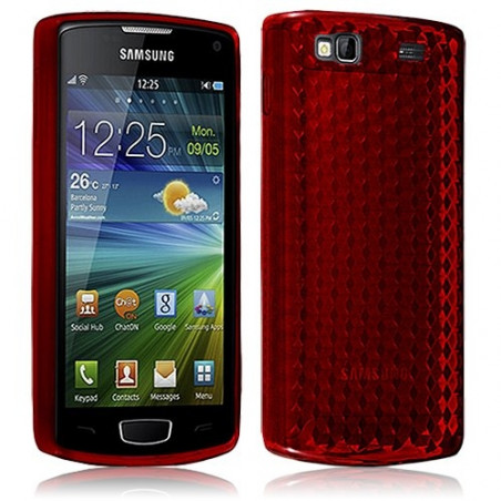 Housse Etui Coque Gel Translucide Diamant pour Samsung Wave 3 Rouge