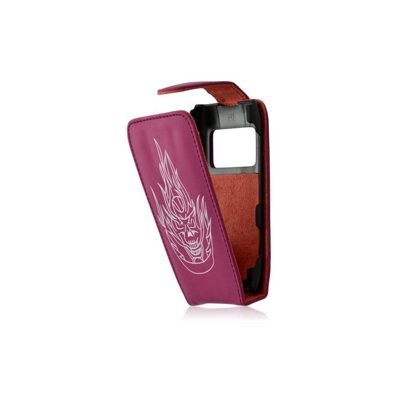 housse etui pour Nokia N8 Motif tête de mort couleur rose fuschia + film ecran
