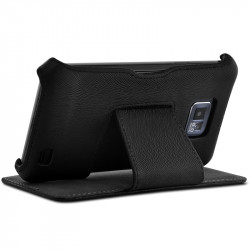 Housse Coque Etui à rabat latéral Fonction Support Couleur Noir pour Samsung Galaxy S2 i9100 + Film de protection