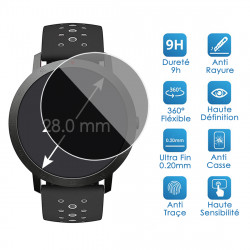 Protection Anti-Espion en Verre Fléxible pour Montre Connectée Circulaire 28 mm [Pack x4]