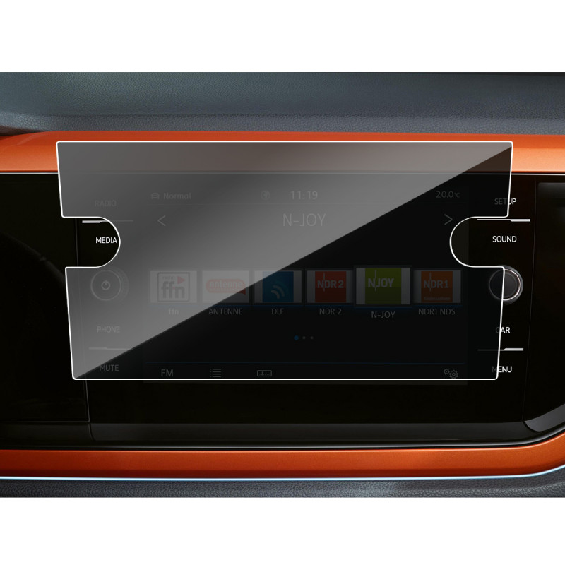 Protection Anti-Espion en Verre Flexible pour Volkswagen Polo 6 MK6 2018-2023 Composition Media (8 pouces)