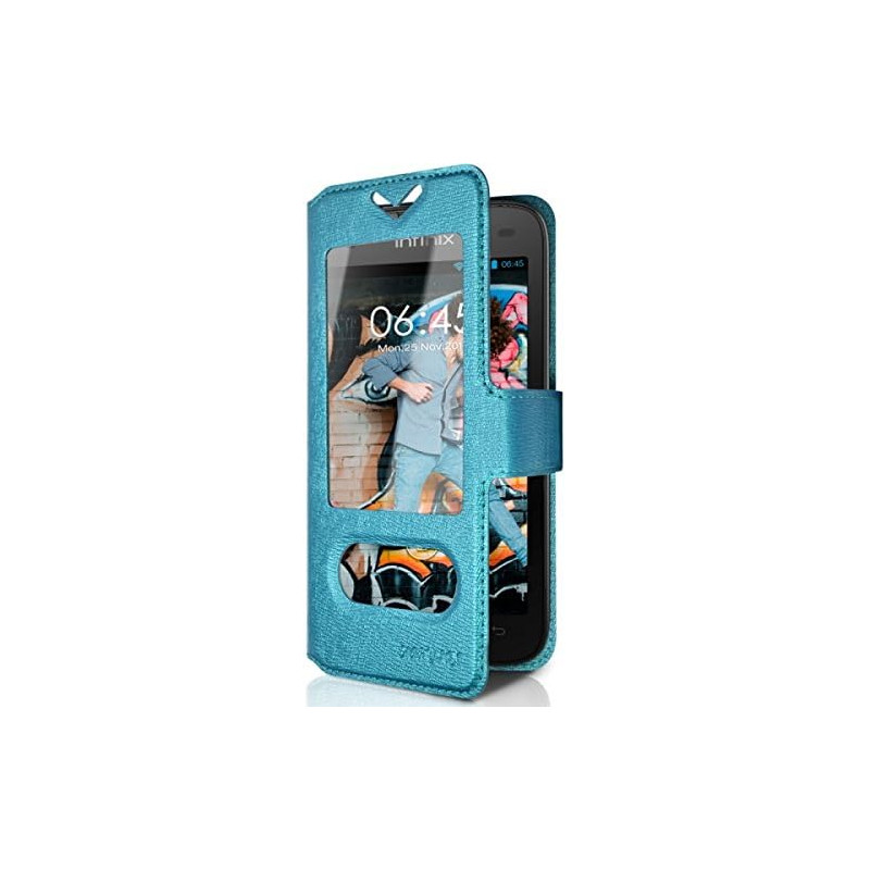 KARYLAX Seluxion - Housse Coque Etui S-View Universel S Couleur Bleu Clair pour Infinix Surf Viva