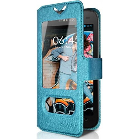 KARYLAX Seluxion - Housse Coque Etui S-View Universel S Couleur Bleu Clair pour Infinix Surf Viva