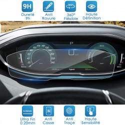 Protection d'écran en Verre Flexible pour Peugeot 3008 5008 2016-2024 Tableau de Bord (12,3 Pouces)