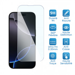 Verre Flexible Dureté 9H pour Smartphone iPhone 16 Plus (Pack x2)
