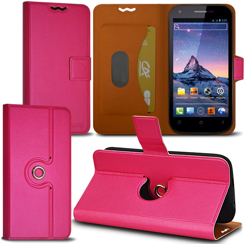 Housse Coque Etui Fonction Support 360 degrés Universel S couleur Rose Fushia pour Lumia 635