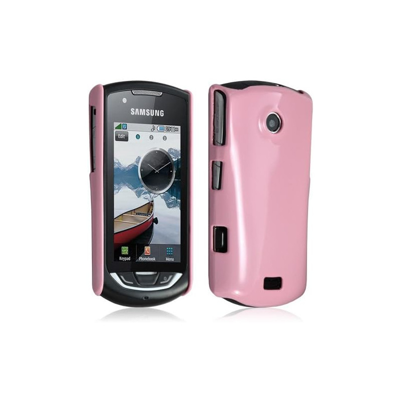 Housse étui coque rigide brillante pour samsung Player Star 2 S5620 couleur rose + film protecteur