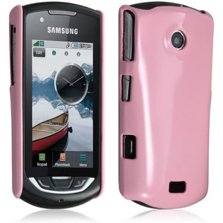 Housse étui coque rigide brillante pour samsung Player Star 2 S5620 couleur rose + film protecteur