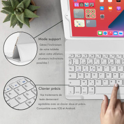 Étui de Protection Blanc Clavier Azerty pour Thomson Origin 1010 (10,1 pouces)