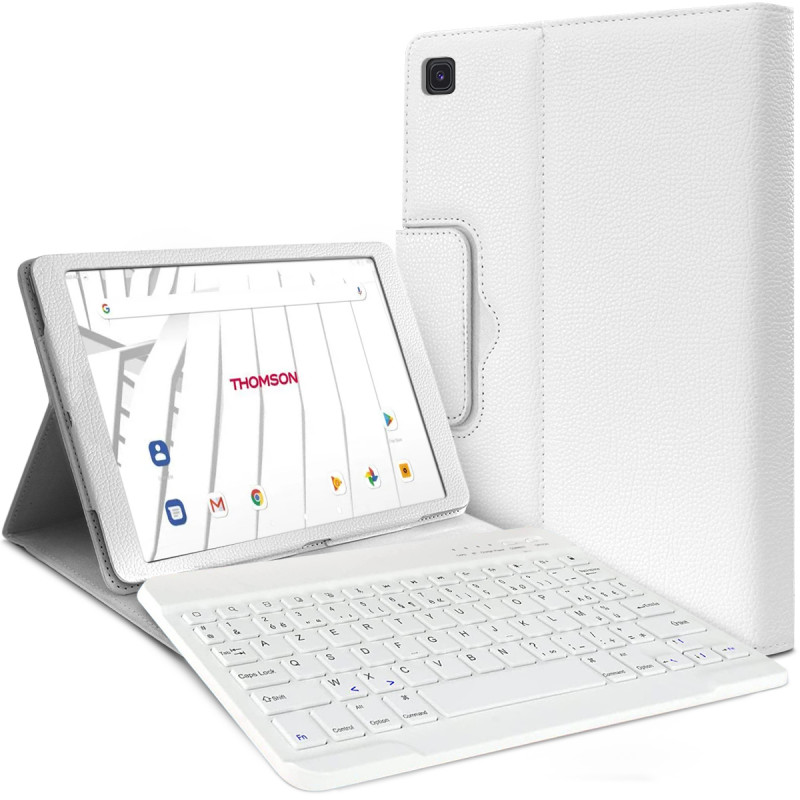 Étui de Protection Blanc Clavier Azerty pour Thomson Origin 1010 (10,1 pouces)