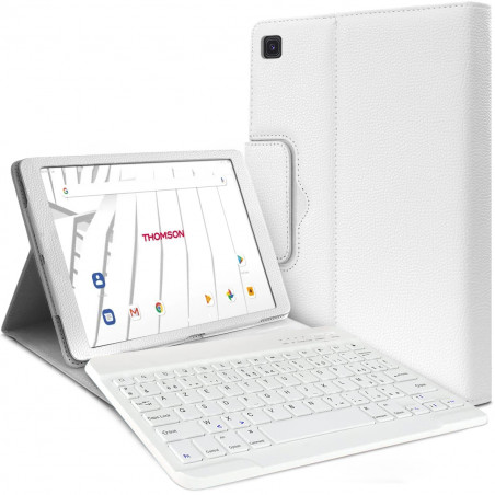 Étui de Protection Blanc Clavier Azerty pour Thomson Origin 1010 (10,1 pouces)