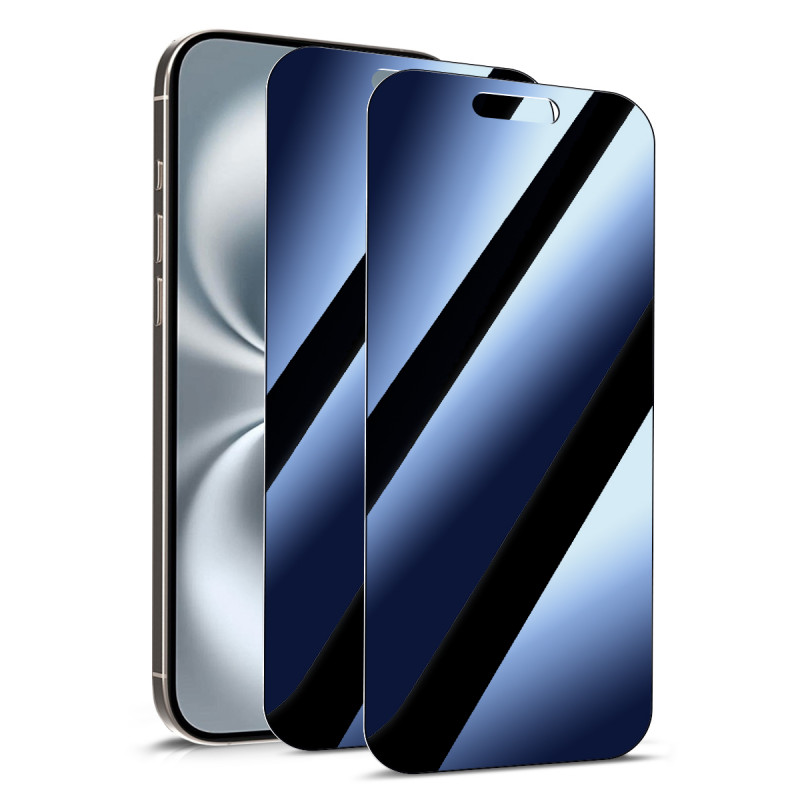 Protection d'écran Anti-Espion (Bleu) Compatible pour Smartphone iPhone 15 (Pack x2)