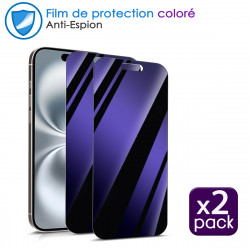 Protection d'écran Anti-Espion (Violet) Compatible pour Smartphone Apple iPhone 17 Pro Max (Pack x2)