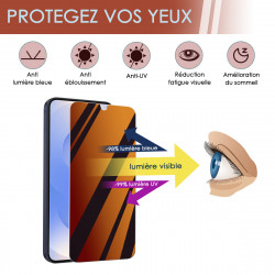 Protection d'écran Anti-Espion (Orange) Compatible pour Smartphone Galaxy S22 (Pack x2)