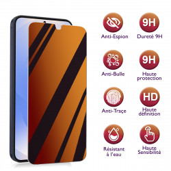 Protection d'écran Anti-Espion (Orange) Compatible pour Smartphone Google Pixel 8 (Pack x2)