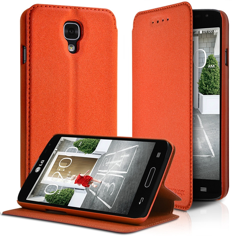 Housse Coque Etui à rabat latéral Fonction Support Couleur Anthracite pour LG L70 + Film de protection