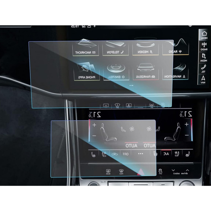 Protection d'écran pour Audi A6 2019-2024 A6 A7 Q8 Etron & 2020-2026 Q7 A6 A7 Q8 Etron Q7 (Navigation 10.1" + Clim 8.6")
