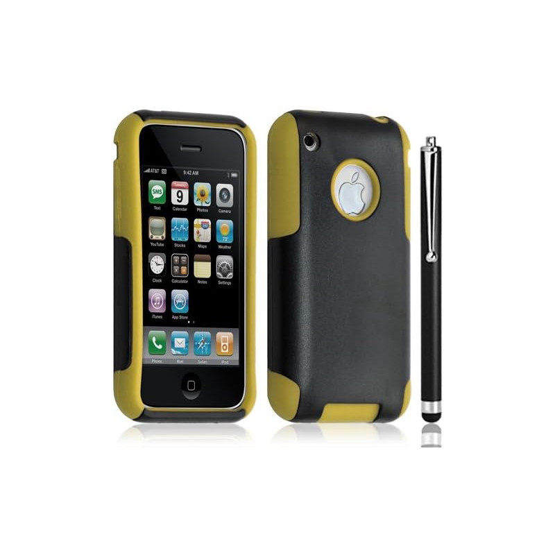 coque pour Apple Iphone 3G / 3GS couleur jaune + Film de protection + stylet