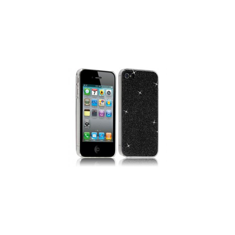 Housse Etui Coque Rigide pour Apple iPhone 4/4S Style Paillette Couleur Noir