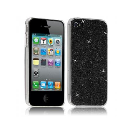 Housse Etui Coque Rigide pour Apple iPhone 4/4S Style Paillette Couleur Noir
